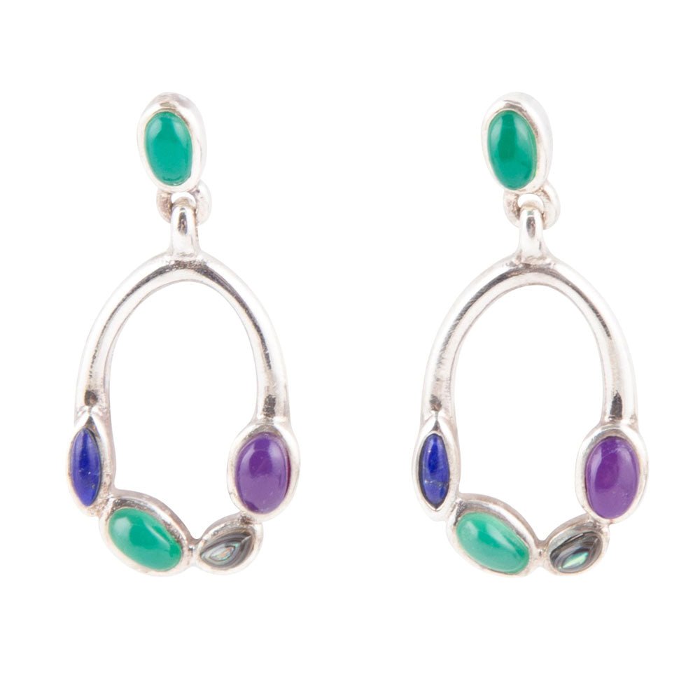 Orecchini in argento sterling con pietre multiple Peacock
