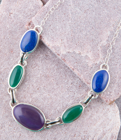 Peacock Purple Agate Multistone Necklace