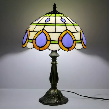 Påfågel Tiffany-lampa i vintage glasdesign
