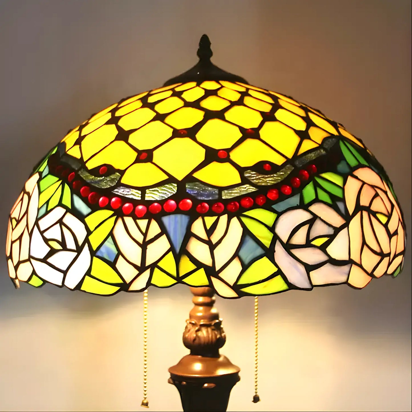 Pionblomma Tiffany-lampa glasmosaik för golv
