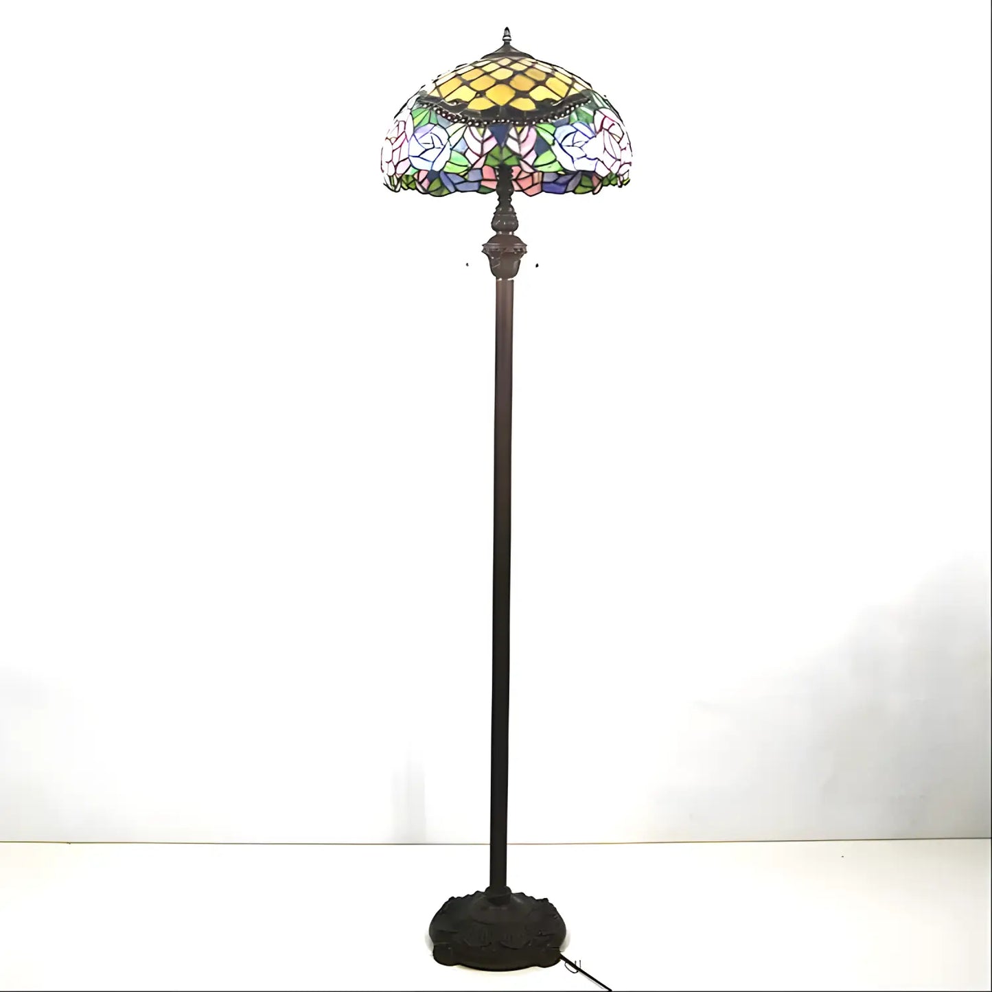 Pionblomma Tiffany-lampa glasmosaik för golv