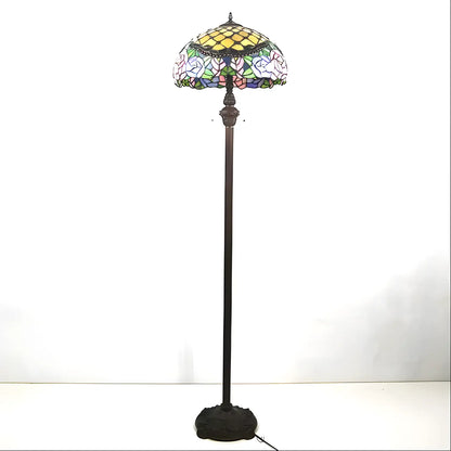 Pionblomma Tiffany-lampa glasmosaik för golv