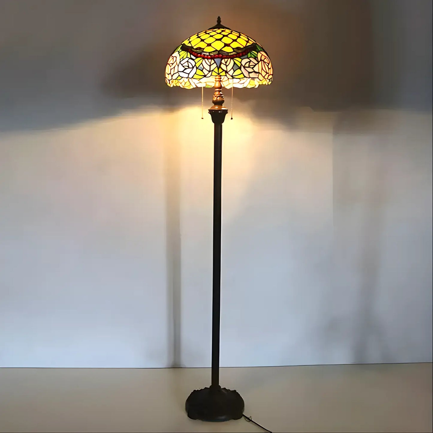Pionblomma Tiffany-lampa glasmosaik för golv