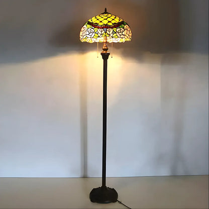 Pionblomma Tiffany-lampa glasmosaik för golv