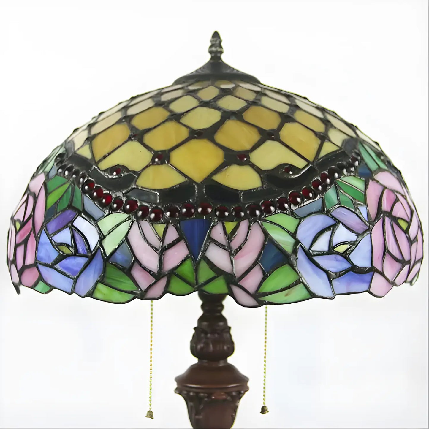 Pionblomma Tiffany-lampa glasmosaik för golv