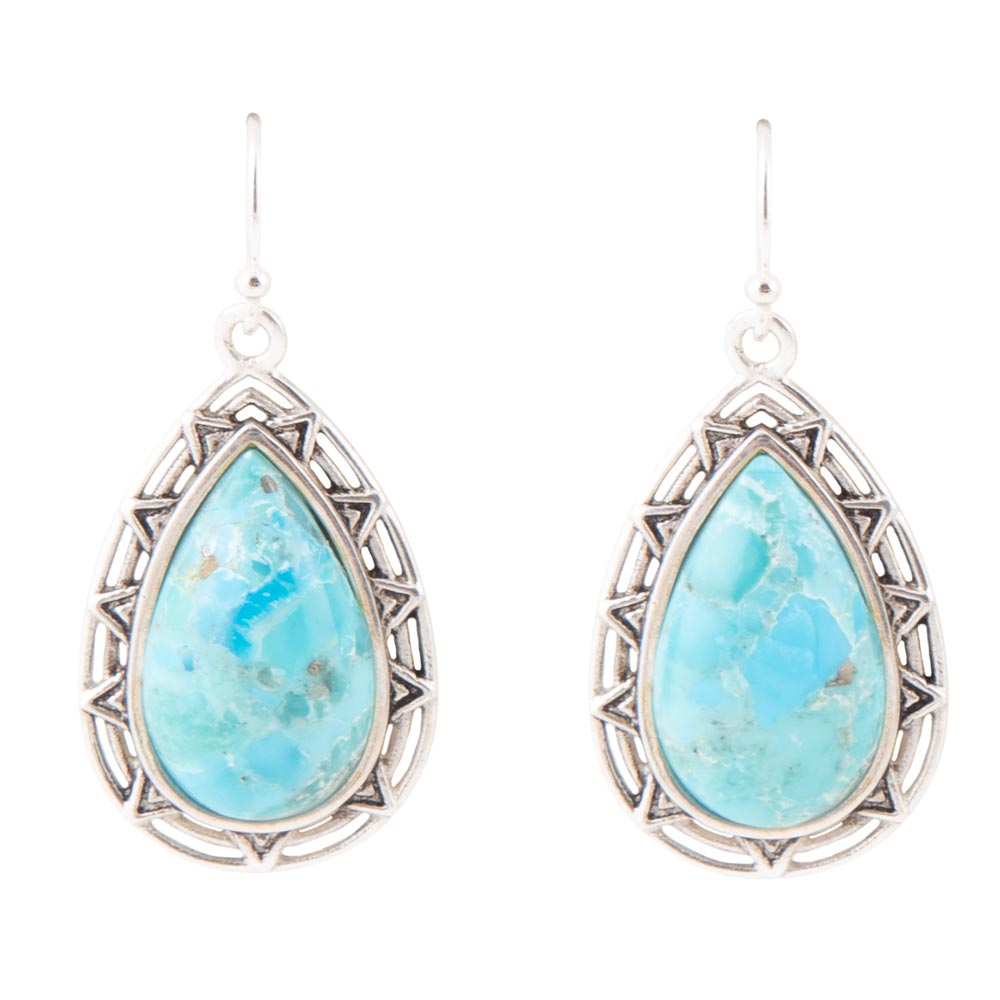 Orecchini a goccia in argento sterling Turchese Blu Perfetto