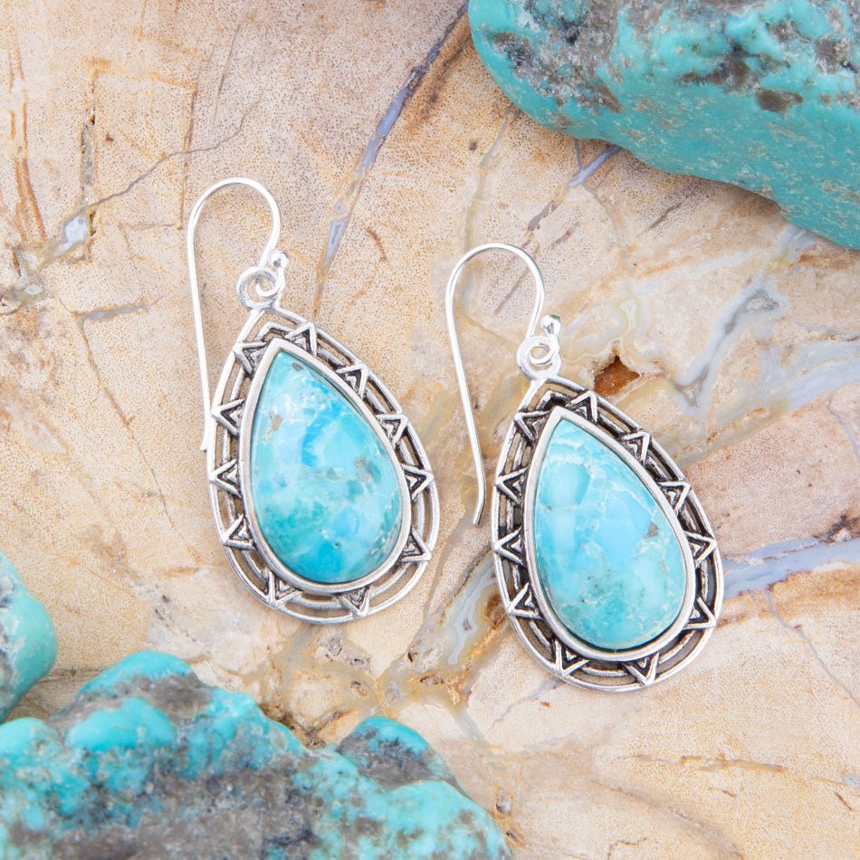 Orecchini a goccia in argento sterling Turchese Blu Perfetto