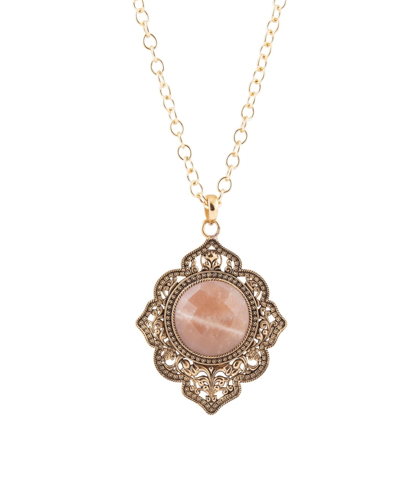 Rosa månsten guldhänge halsband