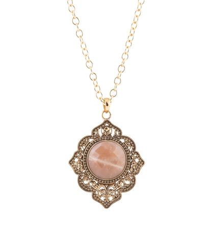 Rosa månsten guldhänge halsband