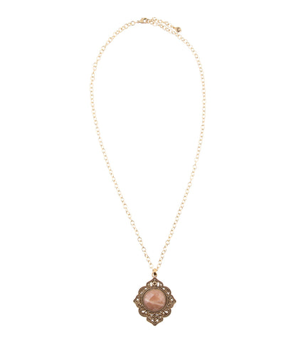 Rosa månsten guldhänge halsband