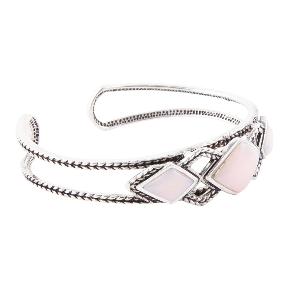 Bracciale rigido in opale rosa e argento sterling