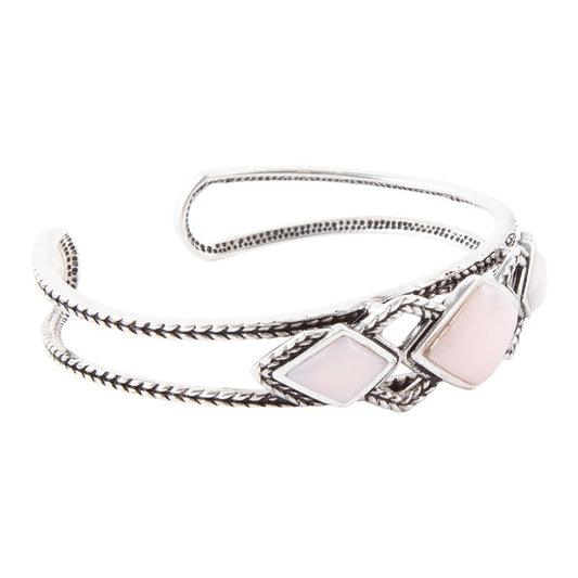 Bracciale rigido in opale rosa e argento sterling