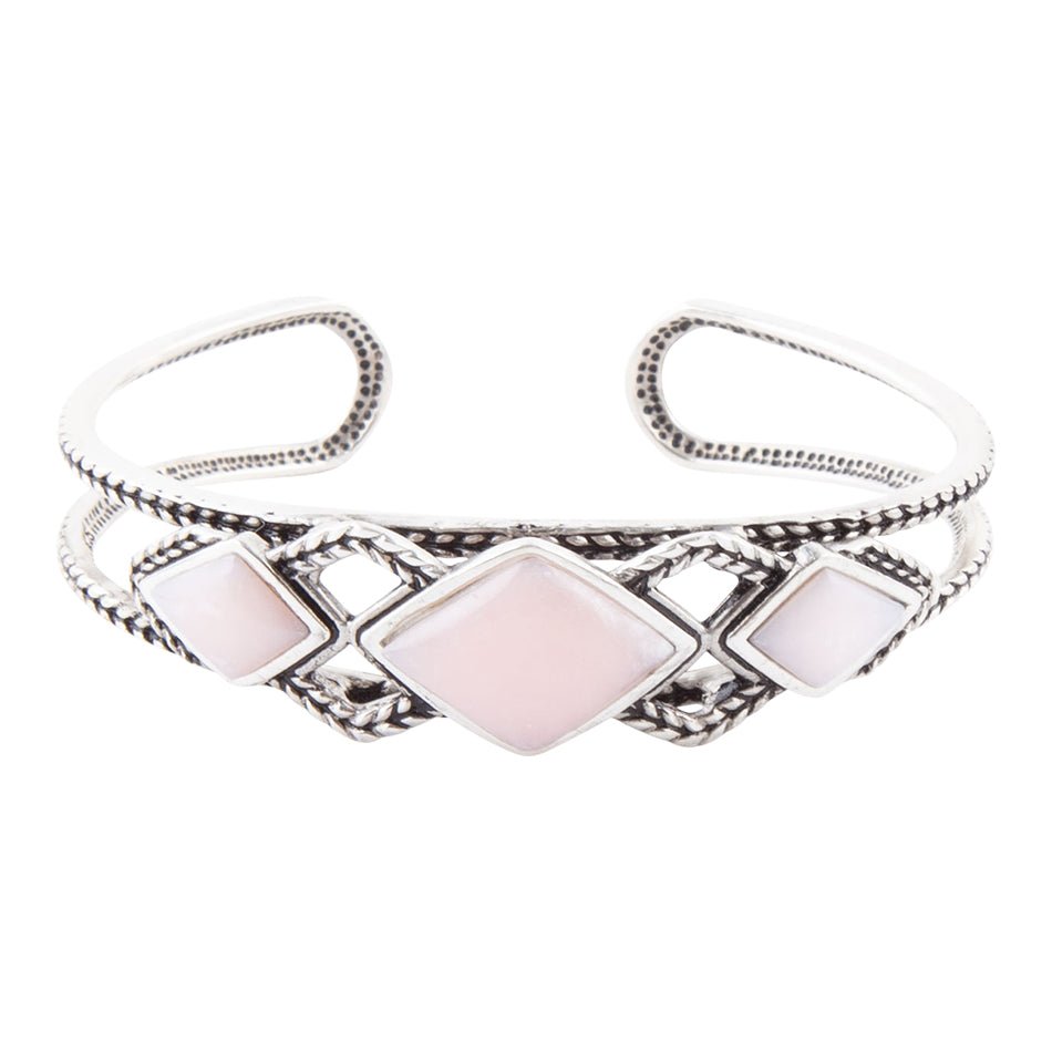 Bracciale rigido in opale rosa e argento sterling