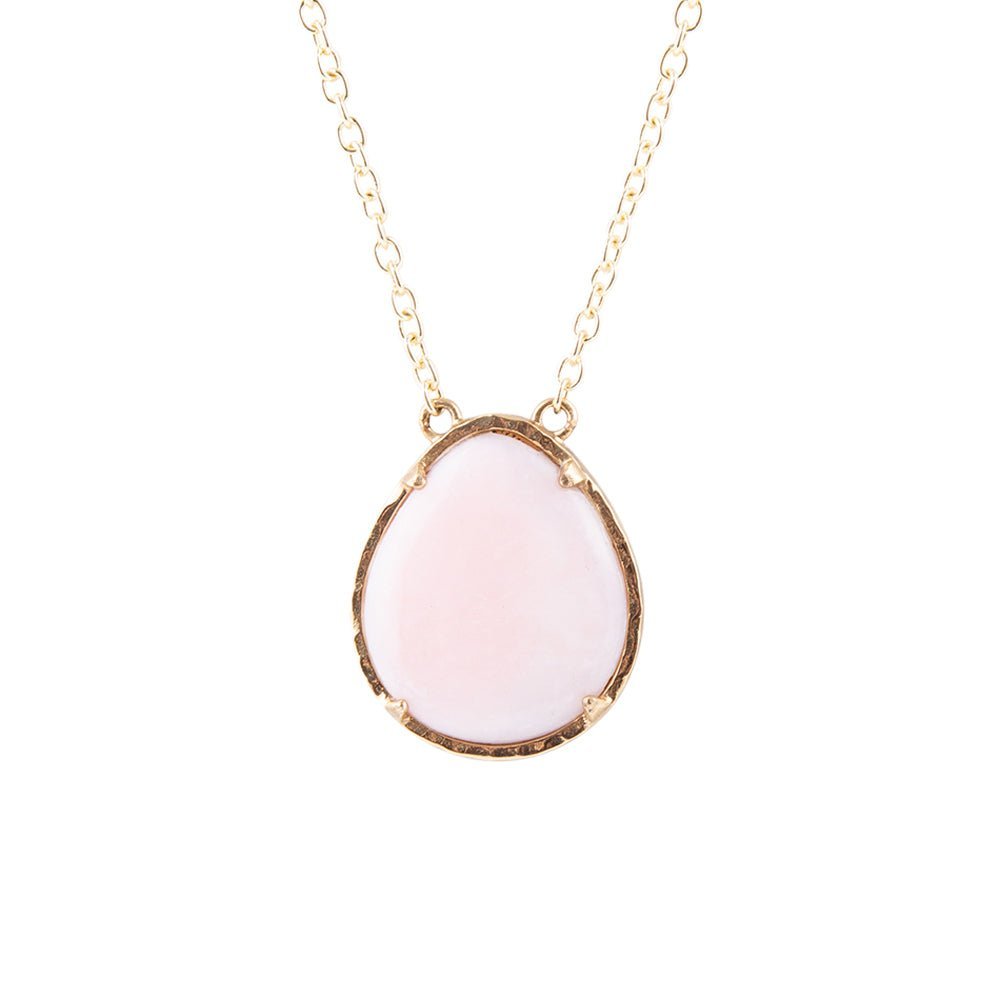 Collana dorata a goccia con opale rosa
