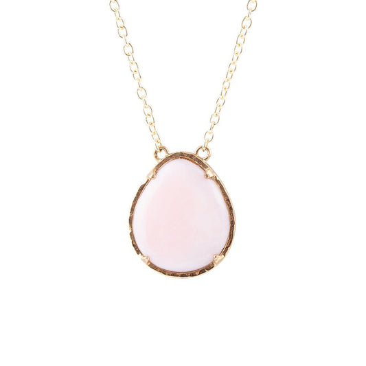Collana dorata a goccia con opale rosa