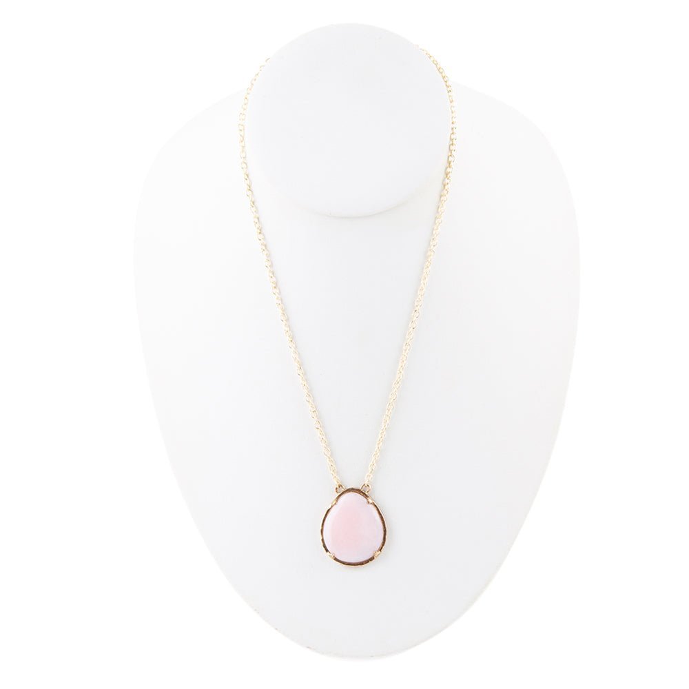 Collana dorata a goccia con opale rosa
