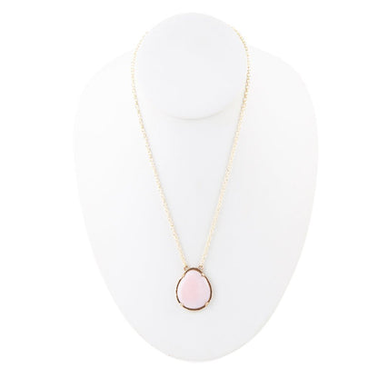 Collana dorata a goccia con opale rosa