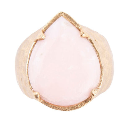 Anello a goccia dorata con opale rosa