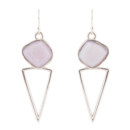Orecchini triangolo in opale rosa e argento sterling