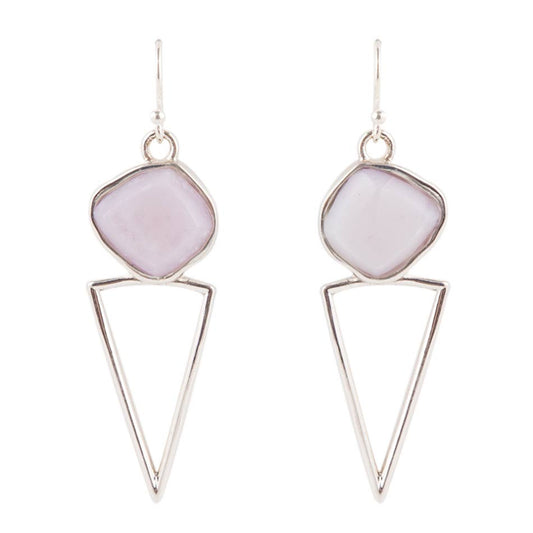Orecchini triangolo in opale rosa e argento sterling