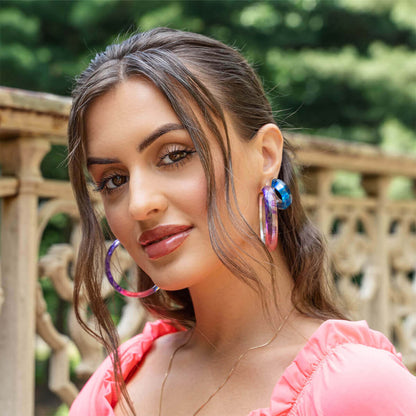 Tie Dye Lucite Hoops in Blue