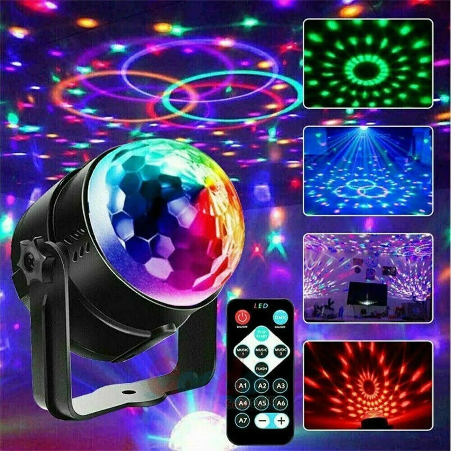 Bärbar discobelysning med LED och ljudfunktion för dans, DJ och evenemang