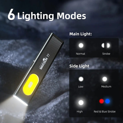 Bärbar T7 LED-ficklampa nyckelring med magnetbas