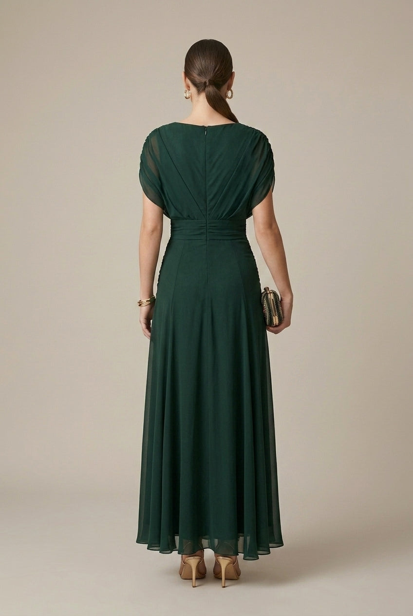 V-Neck Evening Gown | Elegant Flowing Maxi Dress - View 2