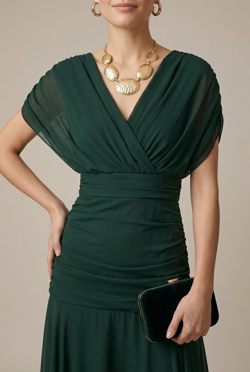 V-Neck Evening Gown | Elegant Flowing Maxi Dress - View 3