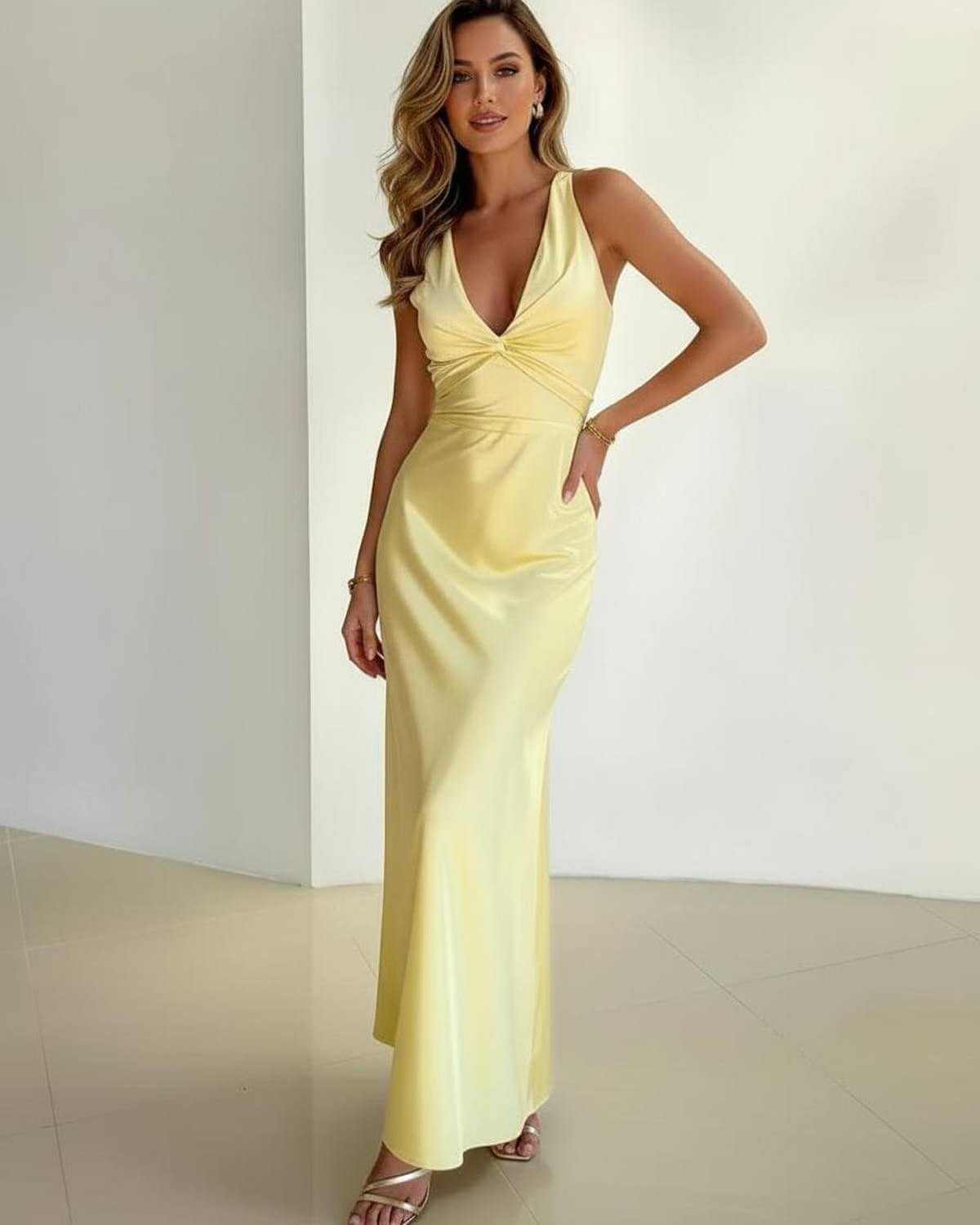 Chiffon Maxi Dress | Elegant Sleeveless Formal Gown - View 2