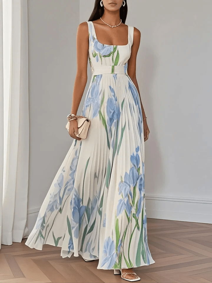 Floral Print Maxi Dress | Sleeveless A-Line Summer Style - View 2