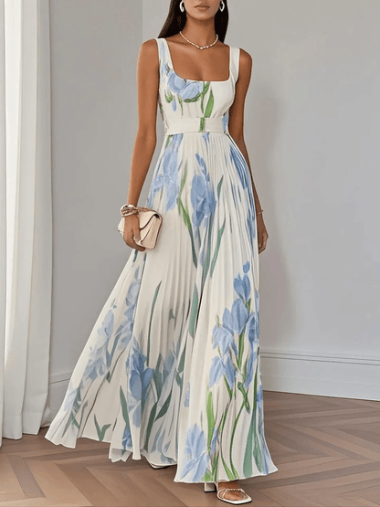 Floral Print Maxi Dress | Sleeveless A-Line Summer Style - View 2