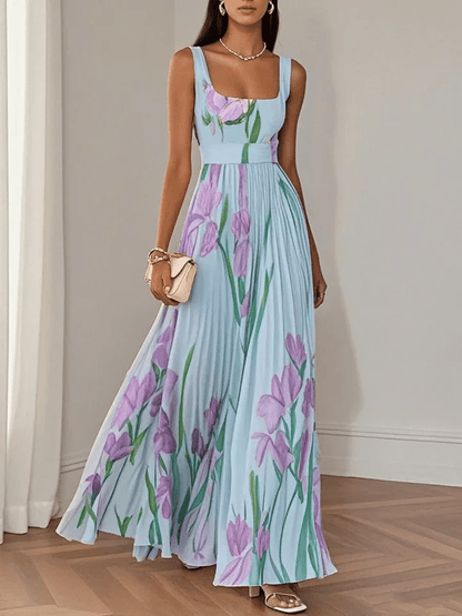 Floral Print Maxi Dress | Sleeveless A-Line Summer Style - View 3