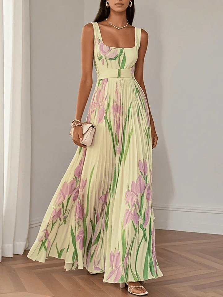Floral Print Maxi Dress | Sleeveless A-Line Summer Style - View 4