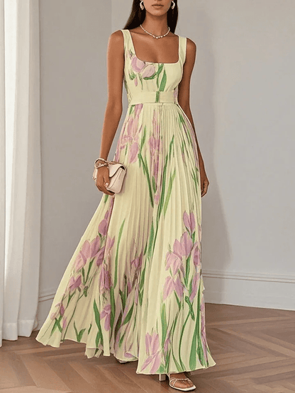 Floral Print Maxi Dress | Sleeveless A-Line Summer Style - View 4