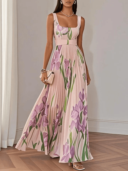 Floral Print Maxi Dress | Sleeveless A-Line Summer Style - View 5