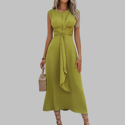 Women's A-Line Midi Dress | Elegant Sleeveless Design - View 2