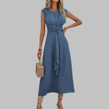 Women's A-Line Midi Dress | Elegant Sleeveless Design - View 3