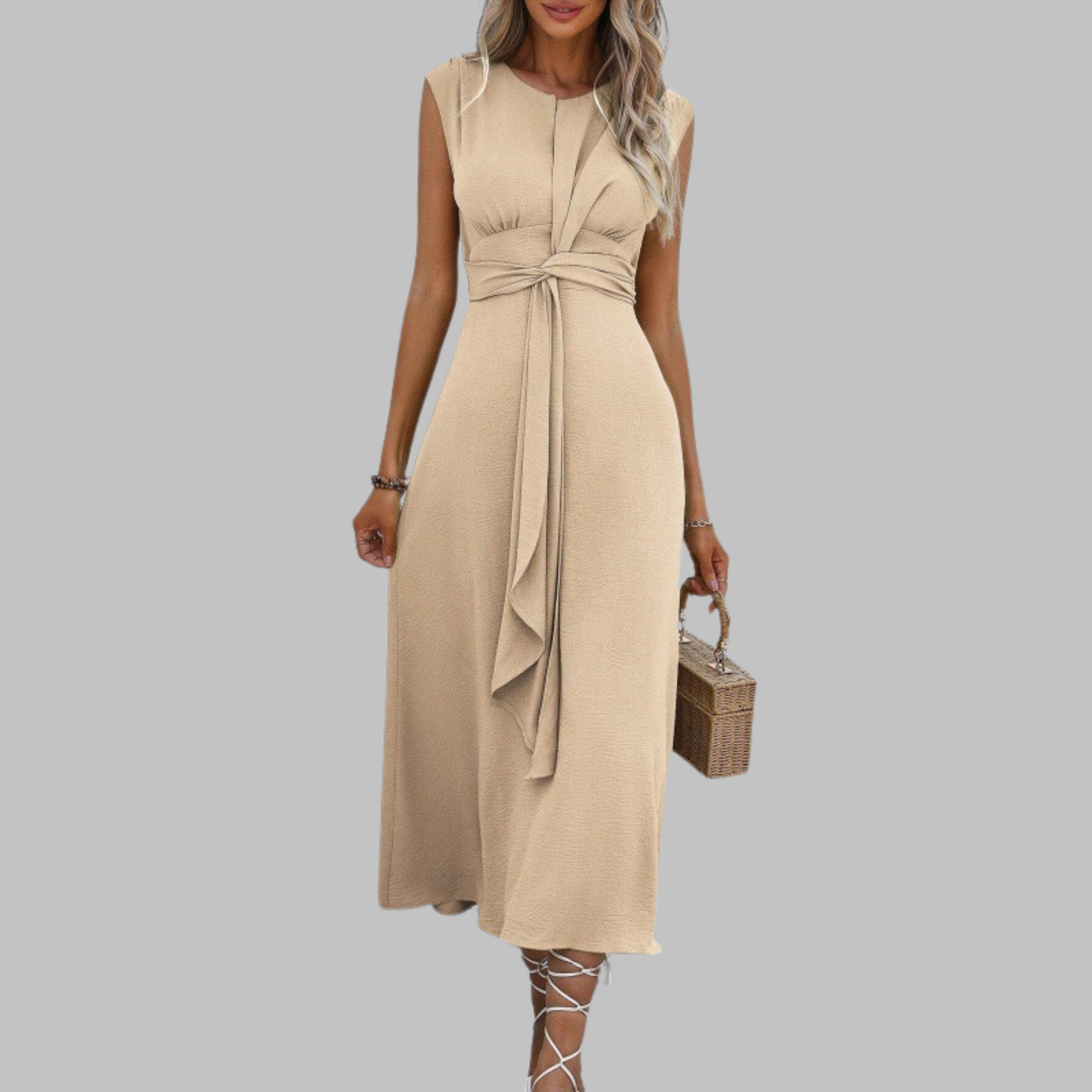 Women's A-Line Midi Dress | Elegant Sleeveless Design - View 6