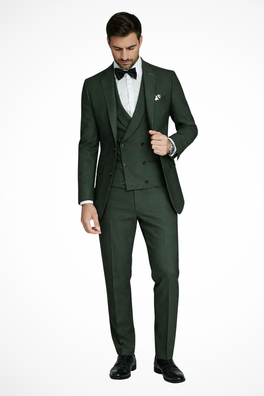 Men's Dark Green Three-Piece Suit | Tailored Wedding Formalwear - View 4