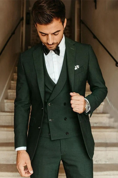 Men's Dark Green Three-Piece Suit | Tailored Wedding Formalwear - View 5