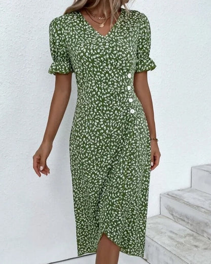 Floral Cotton Wrap Dress | Adjustable Midi Summer Dress - View 2
