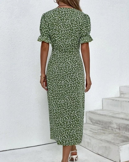 Floral Cotton Wrap Dress | Adjustable Midi Summer Dress - View 3