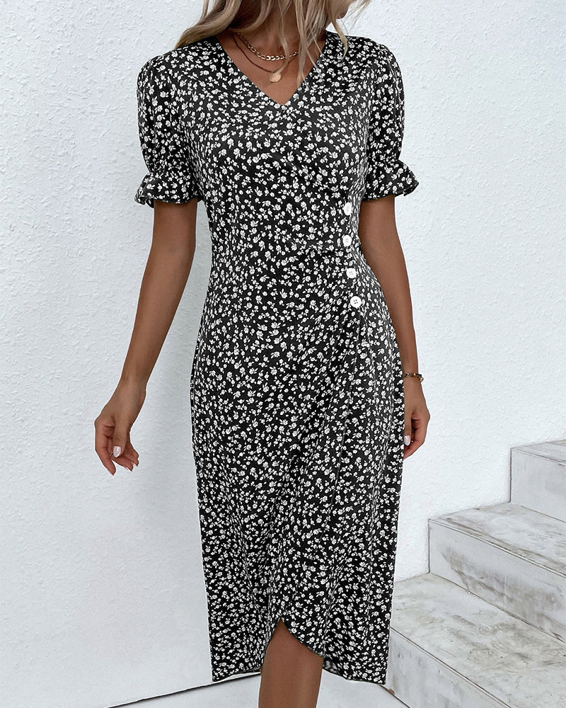 Floral Cotton Wrap Dress | Adjustable Midi Summer Dress - View 7