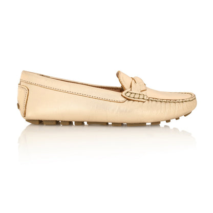 Mocassino da guida in pelle PIPER oro metallizzato
