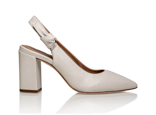 Décolleté slingback in pelle Daphne bianco sporco