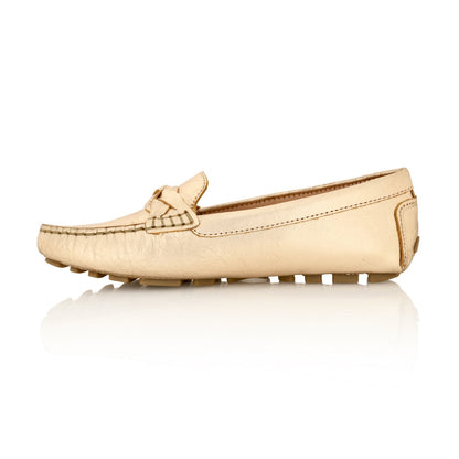 Mocassino da guida in pelle PIPER oro metallizzato
