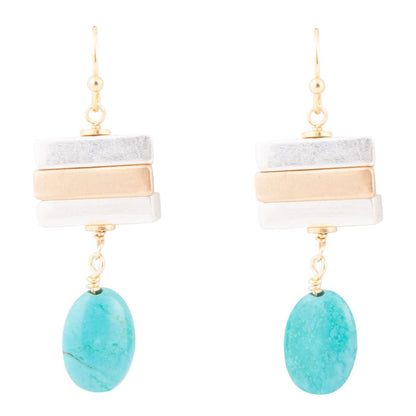Orecchini a goccia in magnesite blu Pueblo e metallo misto