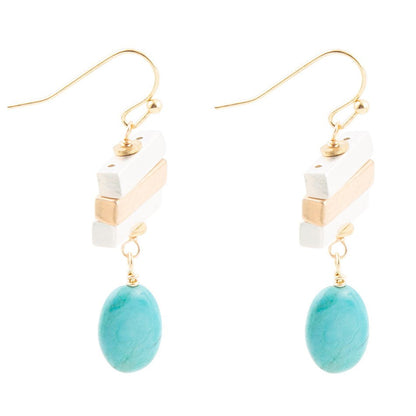 Orecchini a goccia in magnesite blu Pueblo e metallo misto