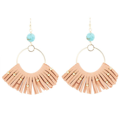 Pueblo Blue Magnesite Golden Fringe Earrings